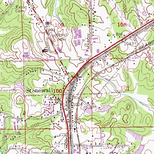 Topographic Map of Stonewall, GA