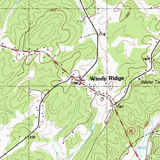 Topographic Map of Windy Ridge, GA