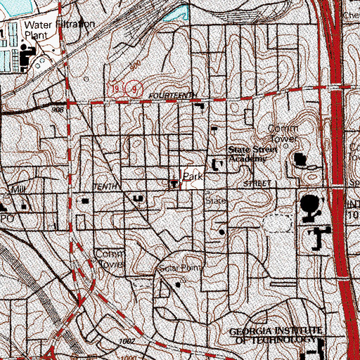 Topographic Map of Tenth Street United Methodist Church, GA