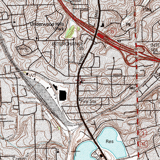 Topographic Map of Underwood Memorial United Methodist Church, GA