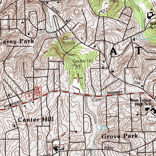 Topographic Map of Center Hill Park, GA