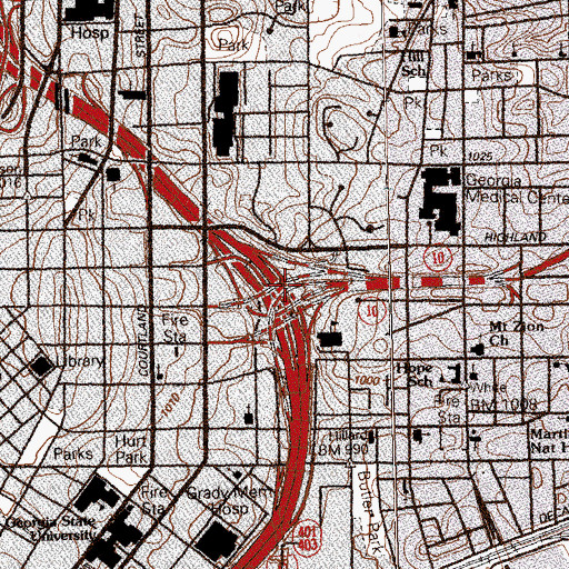 Topographic Map of Interchange 96, GA