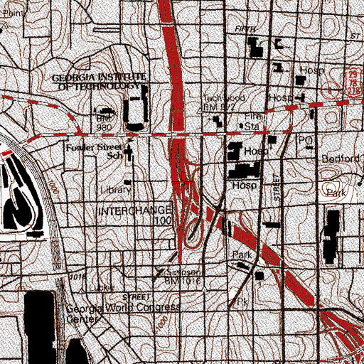 Topographic Map of Interchange 99, GA