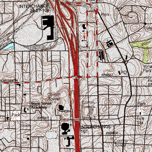 Topographic Map of Interchange 102, GA