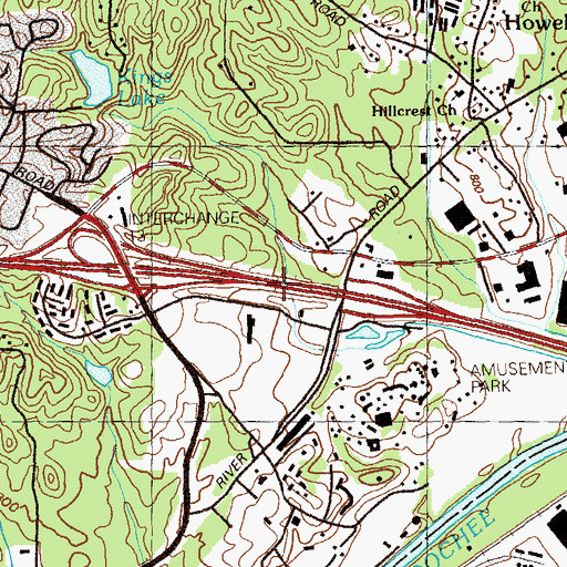 Topographic Map of Interchange 13, GA