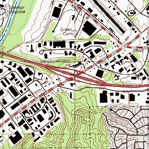 Topographic Map of Interchange 14, GA