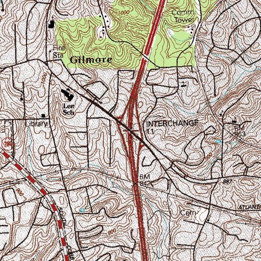 Topographic Map of Interchange 11, GA