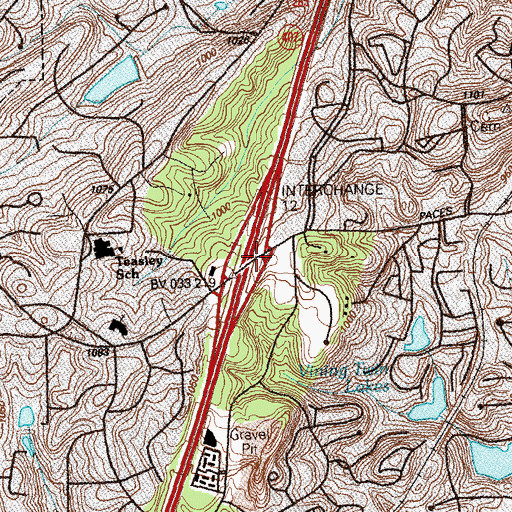 Topographic Map of Interchange 12, GA