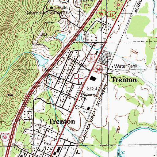 Topographic Map of Trenton Cemetery, GA