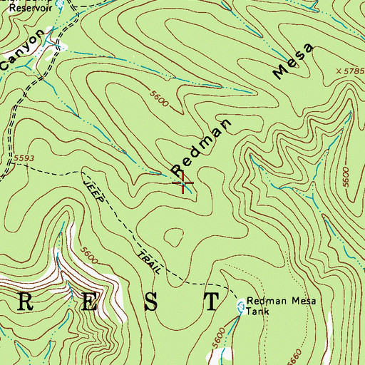 Topographic Map of Redman Mesa, AZ