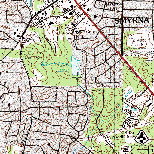 Topographic Map of Cardinal Lake Dam, GA