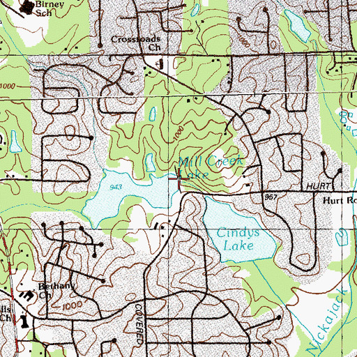 Topographic Map of Mill Creek Lake Dam, GA