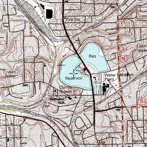 Topographic Map of Atlanta City Water Works Reservoir Number One, GA