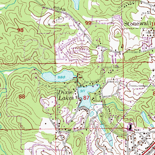Topographic Map of Dixie Lake Dam Number One, GA