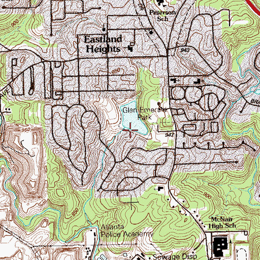 Topographic Map of Glen Emerald Dam, GA