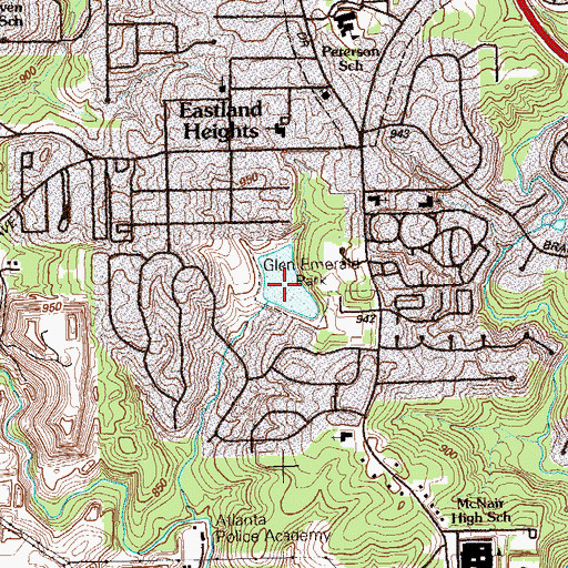 Topographic Map of Glen Emerald Lake, GA