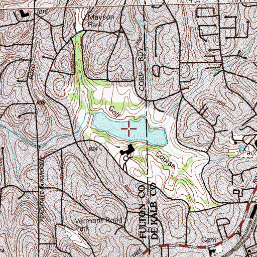 Topographic Map of Brookhaven Country Club Lake, GA
