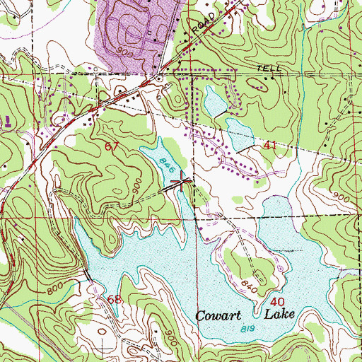 Topographic Map of Upper Cowart Lake Dam, GA