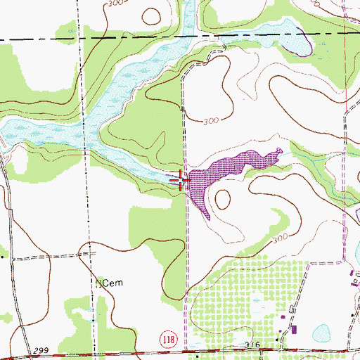 Topographic Map of Phillips Pond Dam, GA
