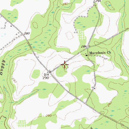 Topographic Map of Henderson Cemetery, GA
