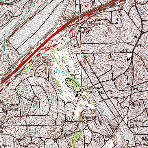Topographic Map of Ansley Park Golf Course, GA