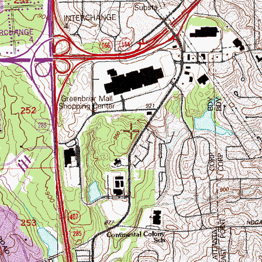 Topographic Map of Meadowbrook Country Club, GA