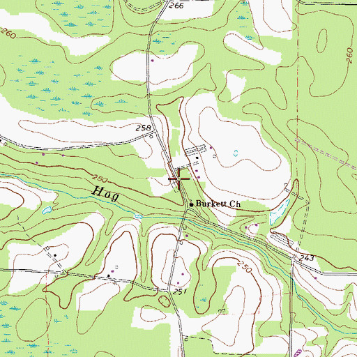 Topographic Map of Burkett Cemetery, GA