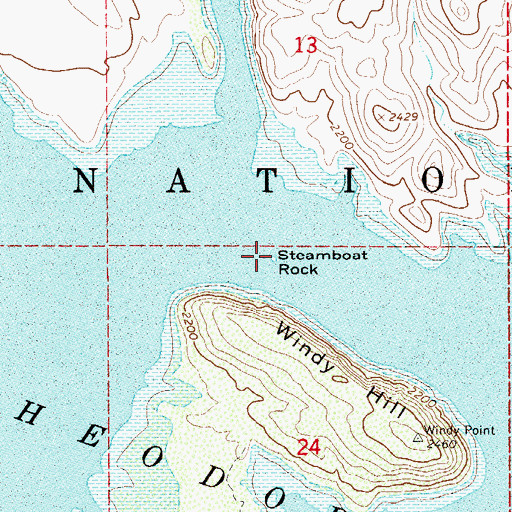 Topographic Map of Steamboat Rock, AZ
