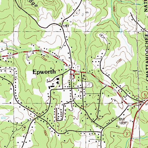 Topographic Map of Epworth United Methodist Church, GA