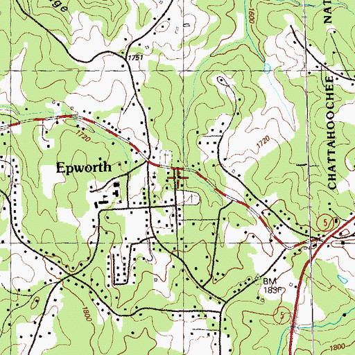 Topographic Map of First Baptist Church of Epworth, GA