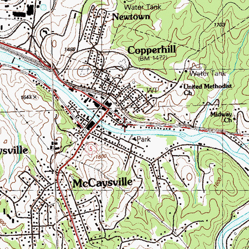 Topographic Map of First Baptist Church of McCaysville, GA