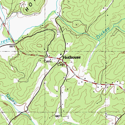 Topographic Map of Hot House School (historical), GA