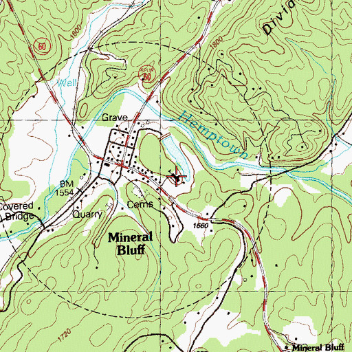 Topographic Map of Mineral Bluff School, GA