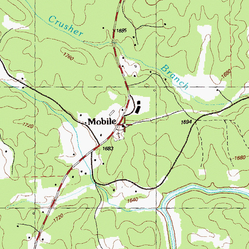 Topographic Map of Mobile Baptist Church, GA