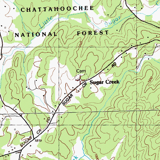 Topographic Map of Sugar Creek Church, GA