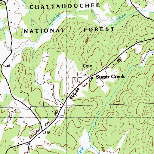 Topographic Map of Sugar Creek School (historical), GA