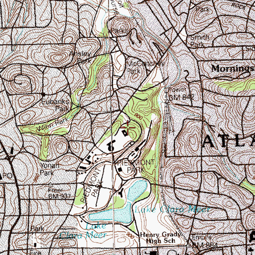 Topographic Map of Atlanta Botanical Garden, GA