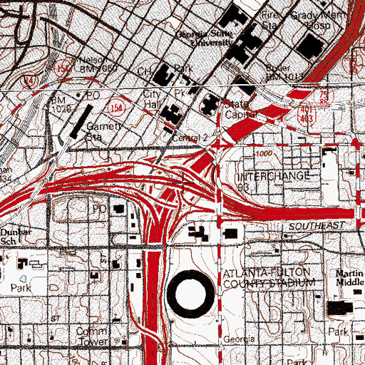 Topographic Map of Atlanta Stadium (historical), GA