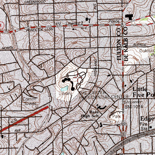 Topographic Map of Carter Presidential Center, GA