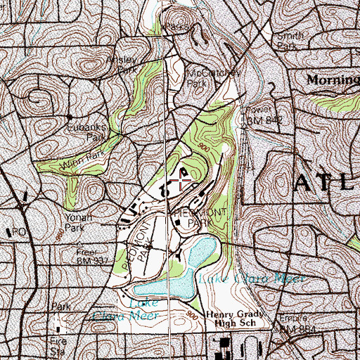 Topographic Map of Dorothy Chapman Fugua Conservatory, GA