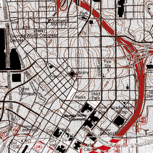 Topographic Map of Margaret Mitchell Square, GA