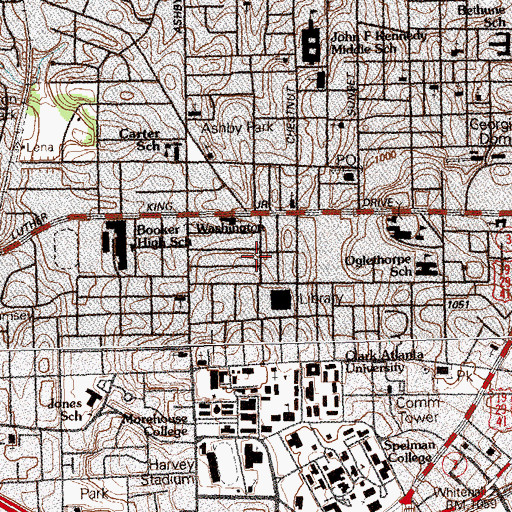 Topographic Map of Robert W Woodruff Library, GA