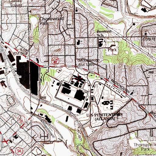Topographic Map of United States Penitentiary Atlanta, GA