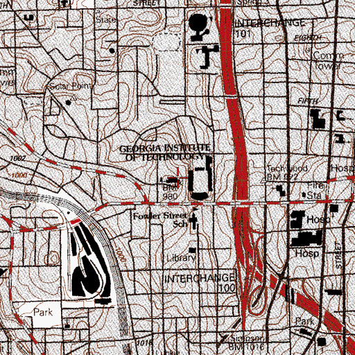Topographic Map of Carnegie Building, GA