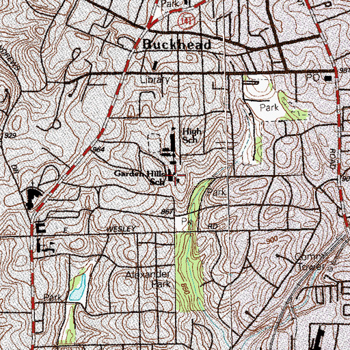 Topographic Map of Garden Hills Elementary School, GA