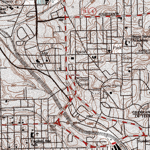 Topographic Map of George and Irene Woodruff Hall, GA