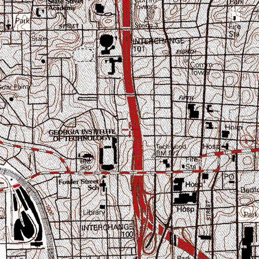 Topographic Map of Hanson Hall, GA