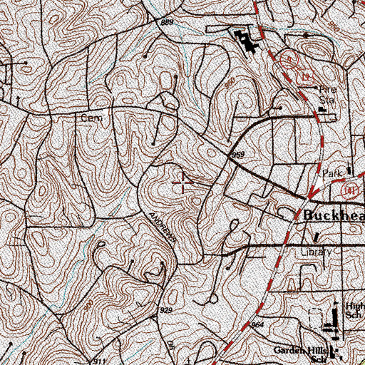 Topographic Map of Swan House, GA