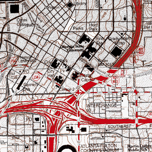 Topographic Map of Atlanta, GA