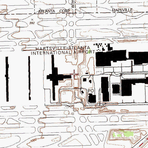 Topographic Map of Hartsfield - Jackson Atlanta International Airport, GA